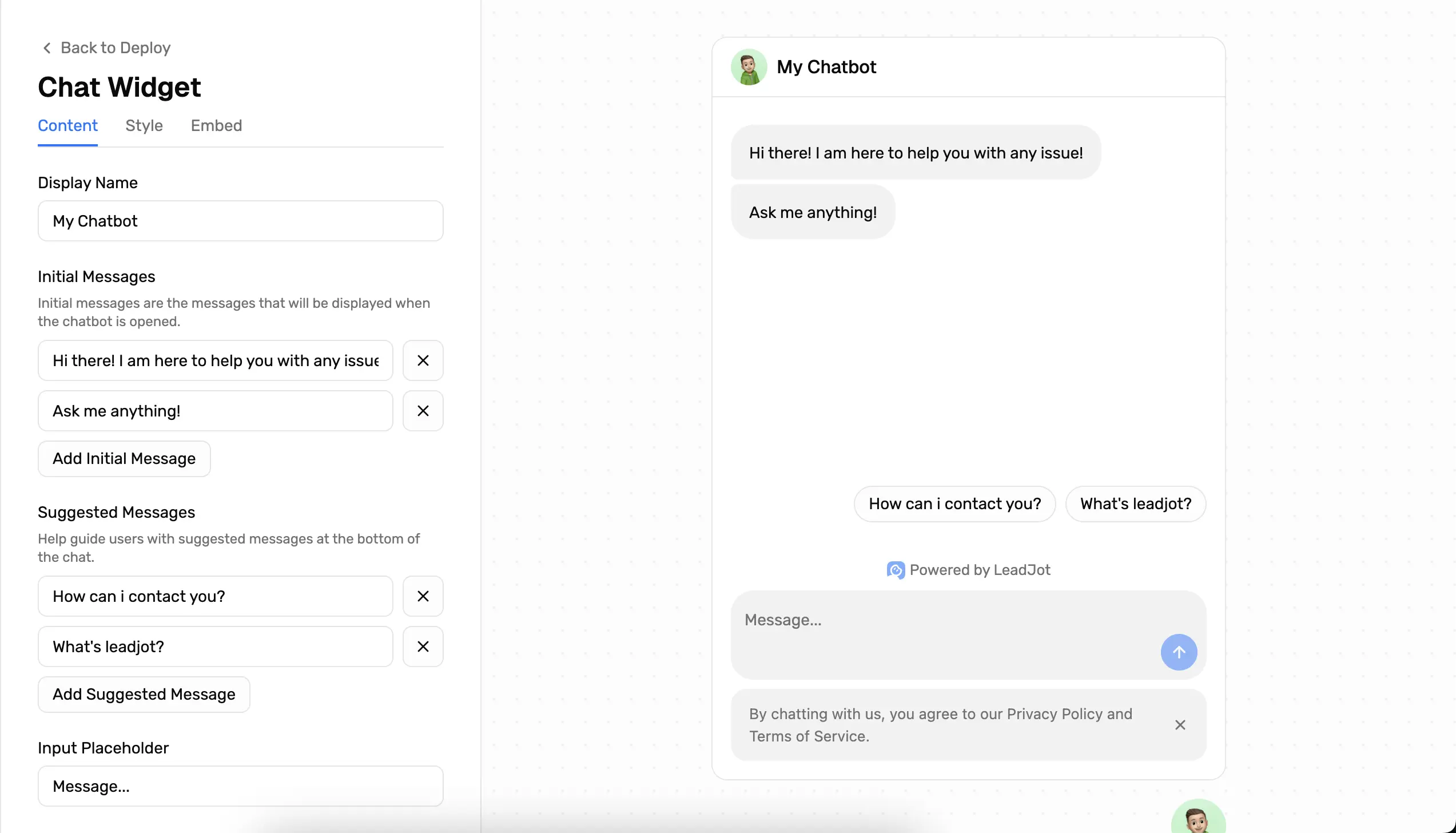 Deploy your chatbot